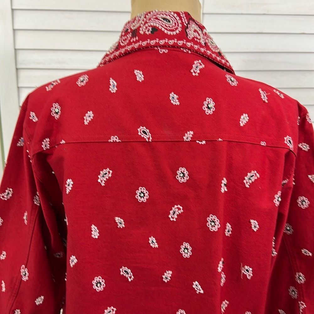 QUACKER FACTORY Embellished Jacket Medium Red Paisley NWOT - Picture 8 of 15